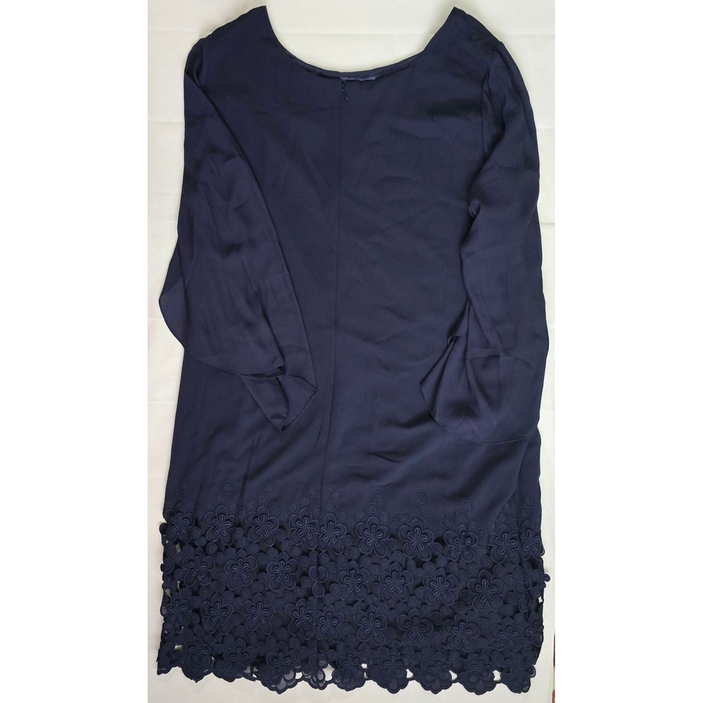 Tahari Arthur S Levine Navy Blue Floral Lace Hem Shift Dress 22W 6226L474 NWT - Picture 11 of 16